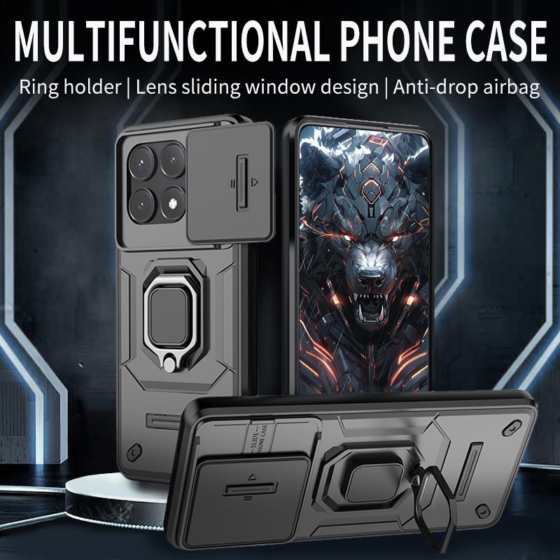 Slide Camera Funda for POCO X6 Pro 5G Redmi Note 13 Pro 5G Case Armor Metal Ring Stand Protection Cover for POCO X6 5G  Capa