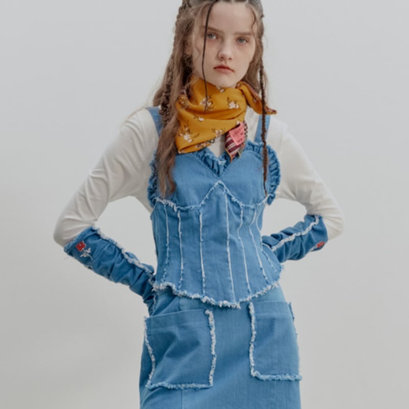 FAKEMAMA SQUARE CHECK VINTAGE SCARF_YELLOW