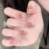Handmade Medium-Long Ice Crystal Butterfly Cat Eye Nails for Brides or Pregnant Women