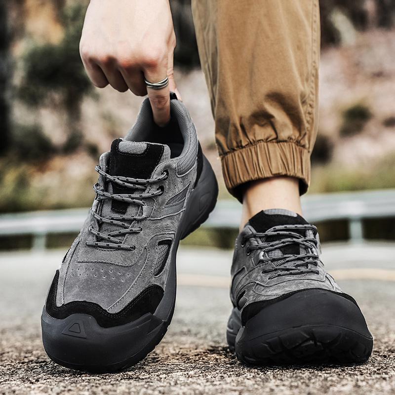 Classic Gray Trekking Sneakers For Men Original Outdoor Breathable Men's Hiking Shoes Fashion Casual Non-slip Walking Shoes Man