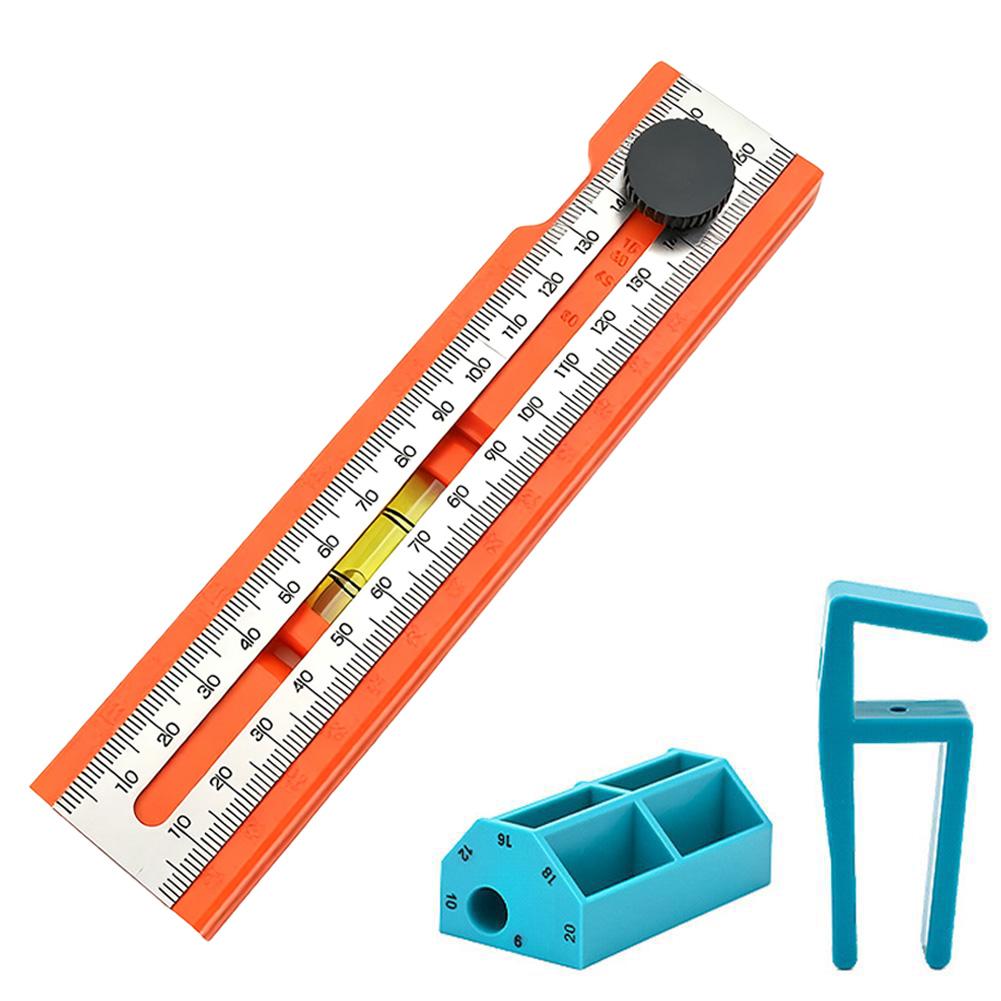 Foldable Depth Measuring Ruler Woodworking Multi-angle Marking Ruler Adjustable Positioning Scribing Protractor Multi-role Tools