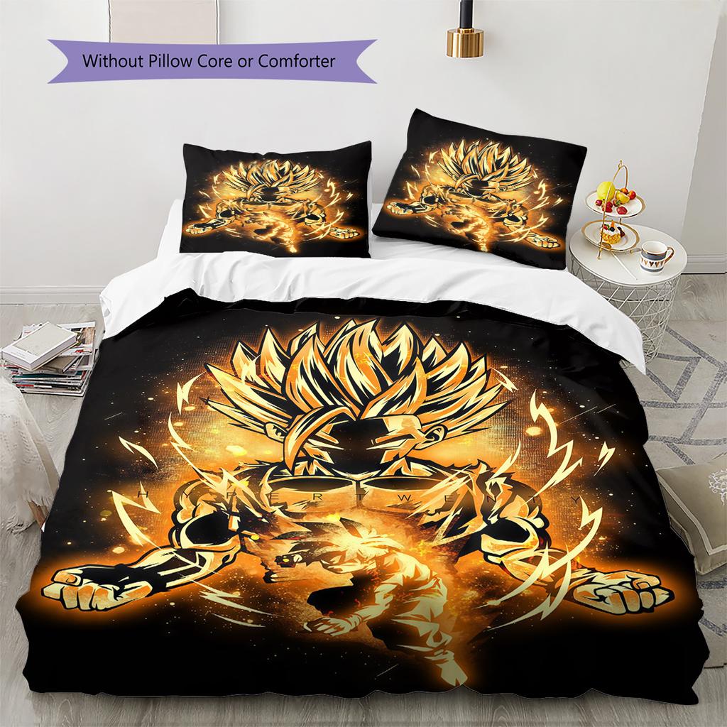 Dragon Ball Creative Bedding Set Comfortable Duvet Cover Pillowcases Lightweight for Bedroom