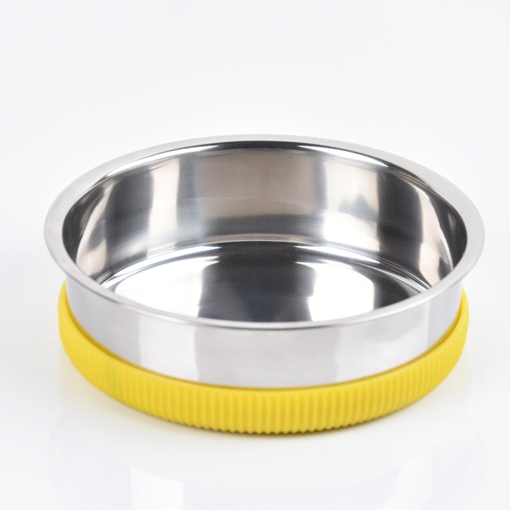 

Anti-slip Round Bowl Stainless Steel Pet Bowl Dog Cat Food Drink Feeder Bowls жёлтый