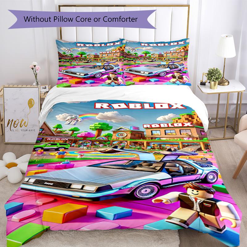 Roblox Bedding Set Breathable Duvet Cover with Pillowcases Decorative Bed Linen for Bedroom Home Decoration Birthday Gift