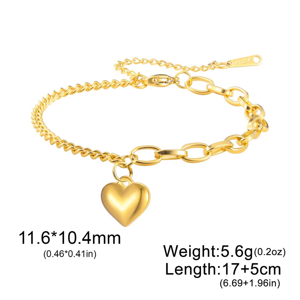 EUEAVAN Minimalist Love Pendant Bracelet for Women Stainless Steel Romantic Fat Heart Bracelets Festival Jewelry Gifts Wholesale