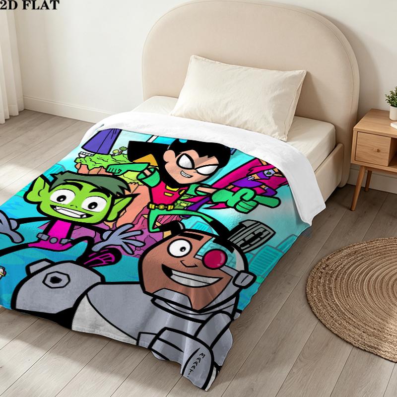 Teen Titans Print Flannel Blanket, High quality Comfortable for All Seasons, Home Decor, Warmth and Comfort, Perfect for Christmas Gifts