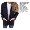 Long Sleeved Women Jacket Turn Down Collar Loose Thermal Coat Solid Color Zipper Closure Pockets Commuting Dating Office Spring Fall Winter