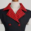 Women's Fashionable Suit Collar Polka Dot Casual Color Large Swing Dress With Belt