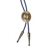 Men Women Vintage Bolo Tie Metal Flower Jewelry Cowboy Braided Rope Necktie Western Necklace with Feathered Pendant