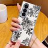 Line Flower Pattern Case For Samsung Z Fold 7 6 5 Luxury Hybrid 3in1 Leather Skin Plating Folding Phone Cover For Samsung Z Fold7 Fold6 Fold5