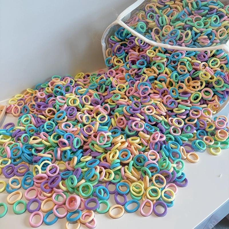 20/50/100Pcs Colorful Basic Nylon Ealstic Hair Ties for Girls Ponytail Hold Scrunchie Rubber Band Kid Fashion Hair Accessories