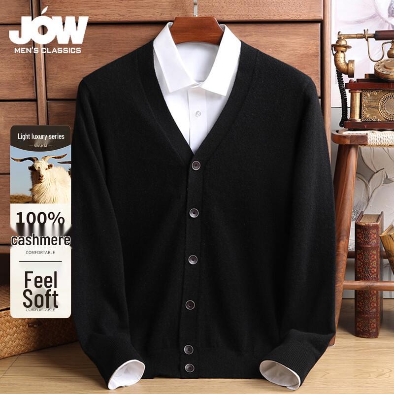 JOW Men's 100% Cashmere V-Neck Cardigan