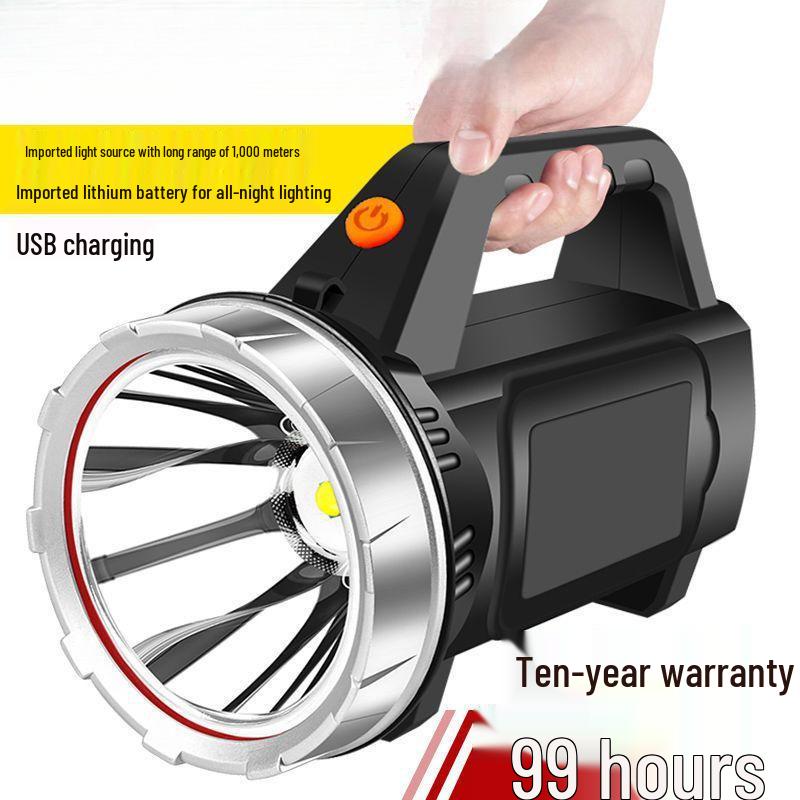 Rechargeable High-Power Spotlight: Handheld, Super Bright, Long-Range with Extended Battery Life for Outdoor and Household Use