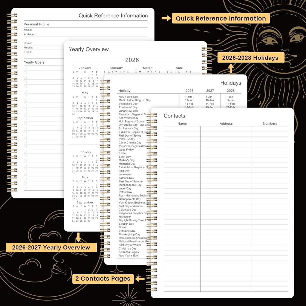 2026 Planner - 9" x 11", 2026 Calendar Planner Weekly and Monthly, from JAN. 2026 to DEC. 2026, Calendar/Planner 2026 with Tabs, Twin-Wire Binding,