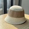 Spring and Summer New Korean-style Hollow-out Knitted Fisherman Hat for Women, Versatile for Outings, Color-blocking, Sun Protection, Makes the Face