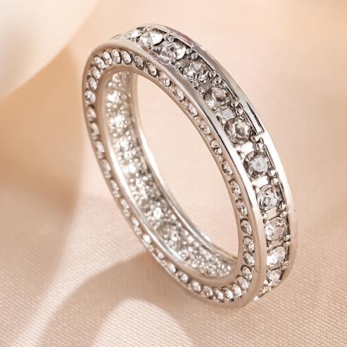 

Full Diamond Zircon Ladies Ring Silver Plated Jewelry Versatile Accessory Ring No. 5 платиновый