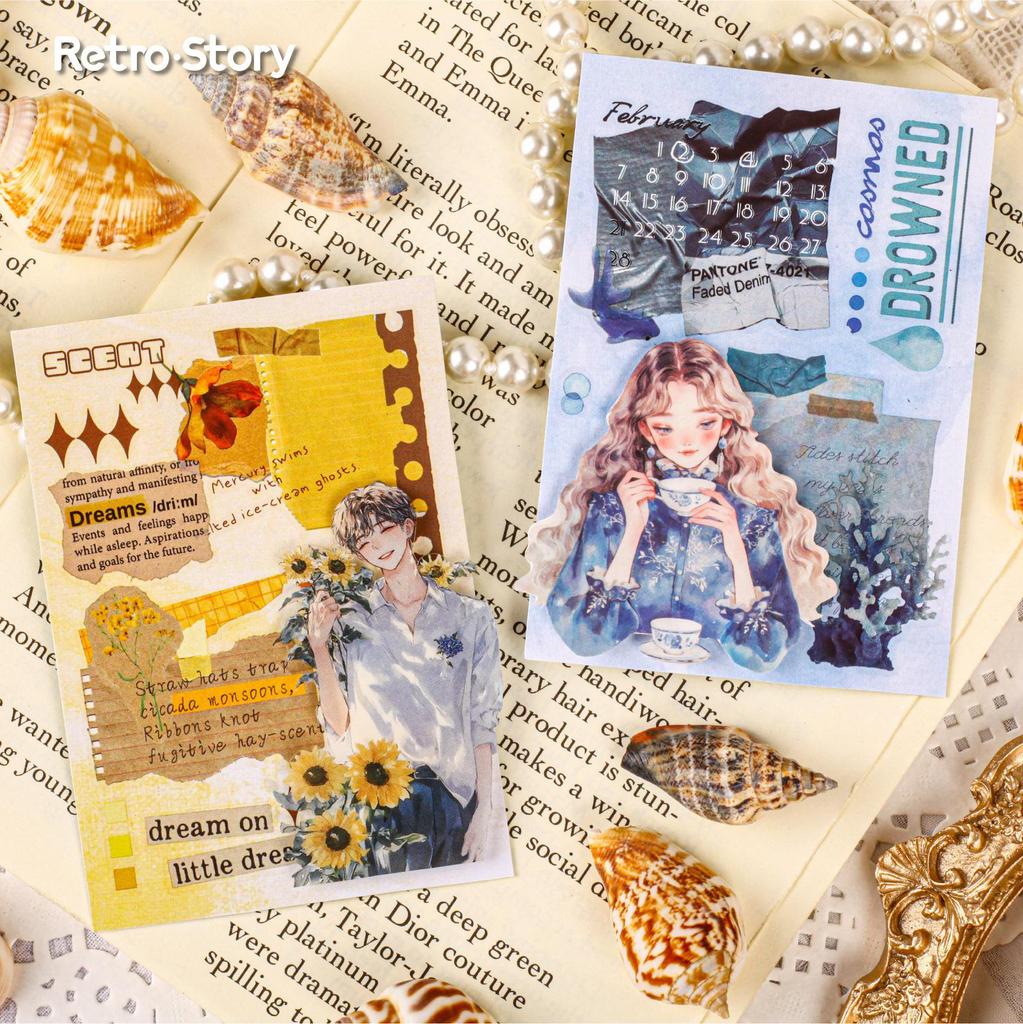 Retro Love Letter Whispers PVC Stickers: Set of 3 for Journal Decoration DIY