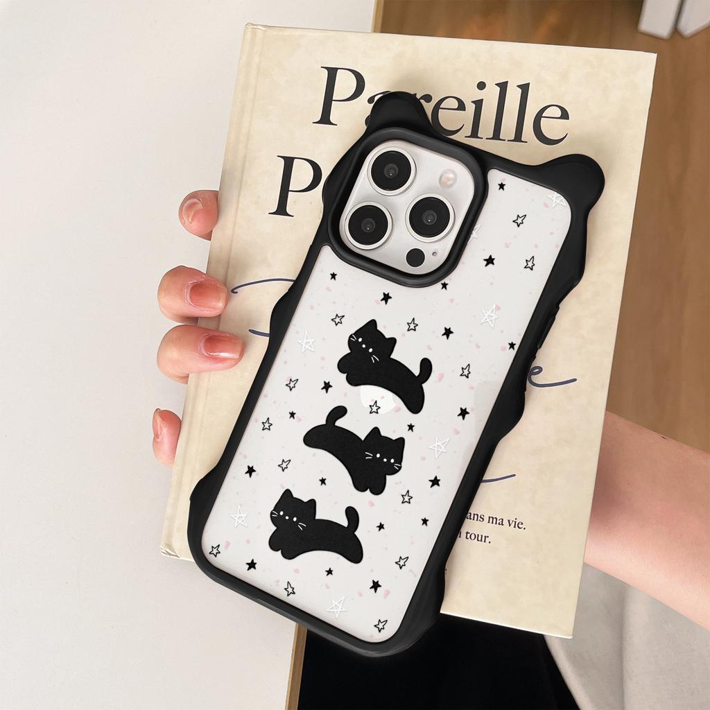 Three Cats Ins Wind iPhone15promax Cute Cat Ears Huawei Apple 14 Pro Mobile Phone Case New Model