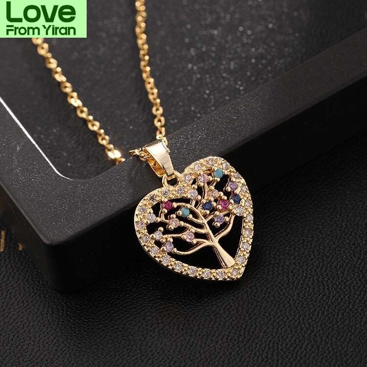 Rhinestone Tree Of Life Pendant Chokers Necklaces Women Accessories Trend Colorful Crystalline Jewelry Eye Catching Statement NecklaceStatement