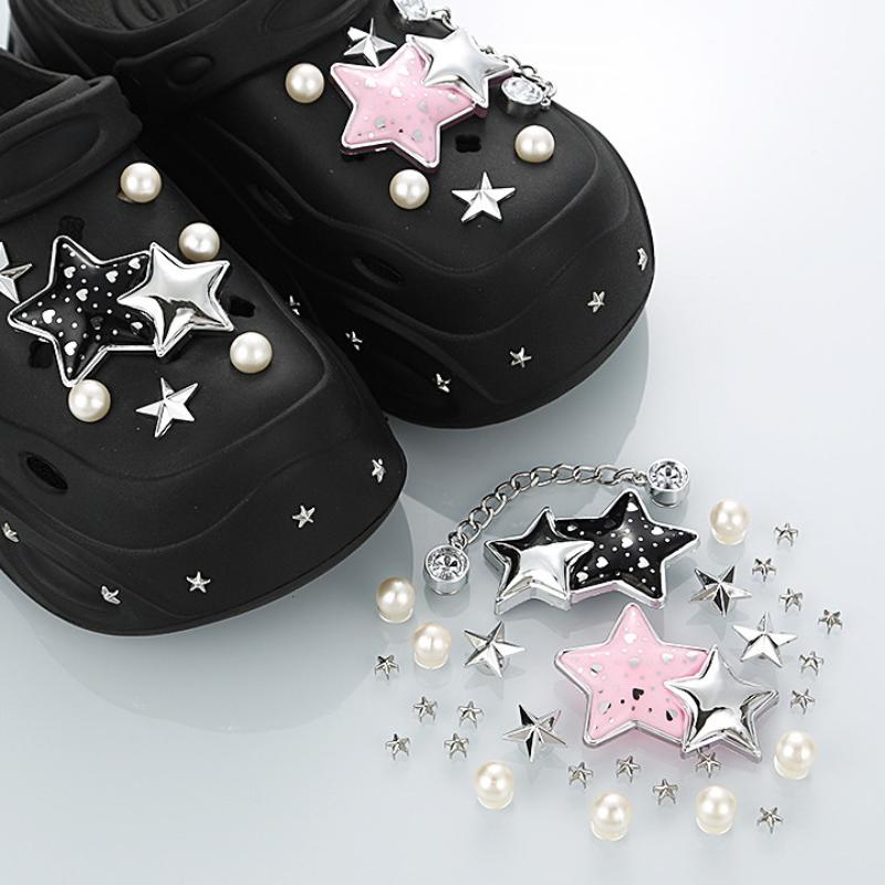 Detachable Star Pearl Sandal Chain Accessories DIY Metal Shoe Parts Fashion Elegant Look for Summer Shoes Custom Decor