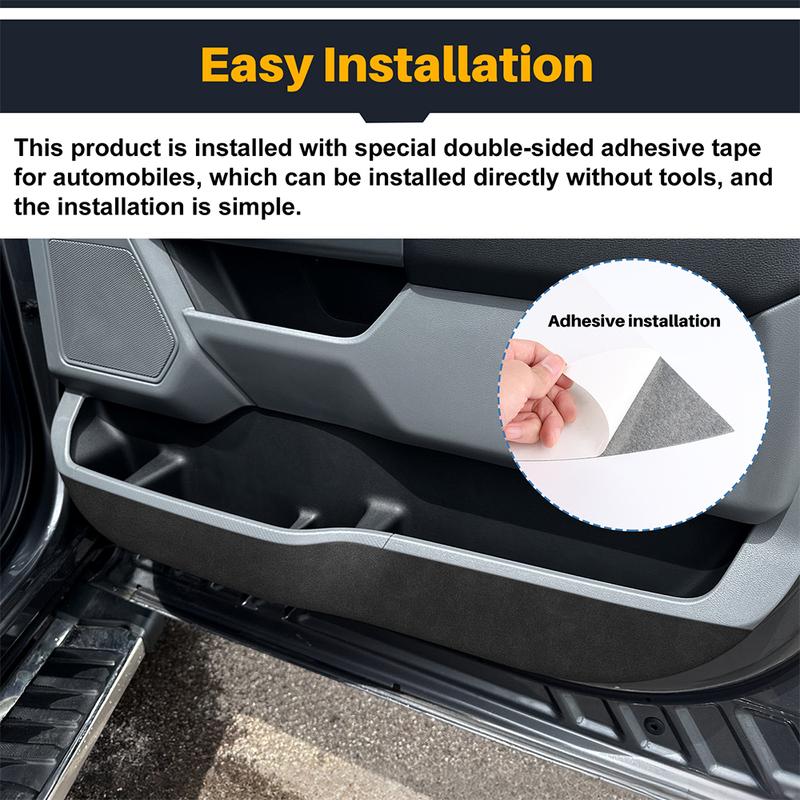 Door Anti-Kick Pad For Ford F-150 2021 2022 2023 2024 2025 LHD RHD Car Leather Carbon Mat Trim Accessories.