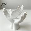 Tabletop Ring Holder 3D Printed Peace Pigeon on Hands Ornament, Minimalist Statue, Decorative Bird Statue Hand Sculpture with Stable Base for
