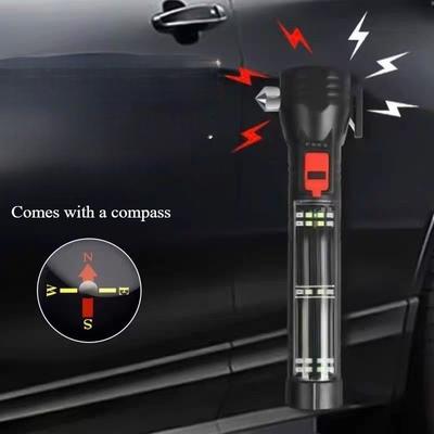 High Brightness Window-Breaking Safety Hammer Emergency Escape Multifunctional Car Flashlight LED Solar Outdoor Emergency Light