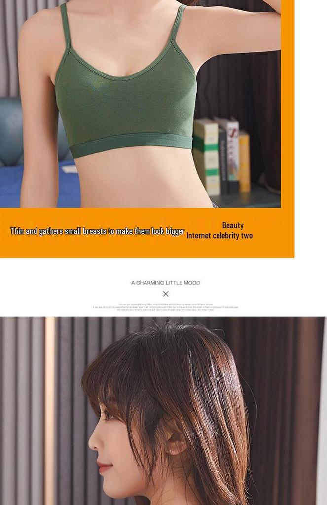 Wire-Free Pure Cotton Camisole with Chest Pad: Beautiful Back, Shockproof Fitness Yoga Bra