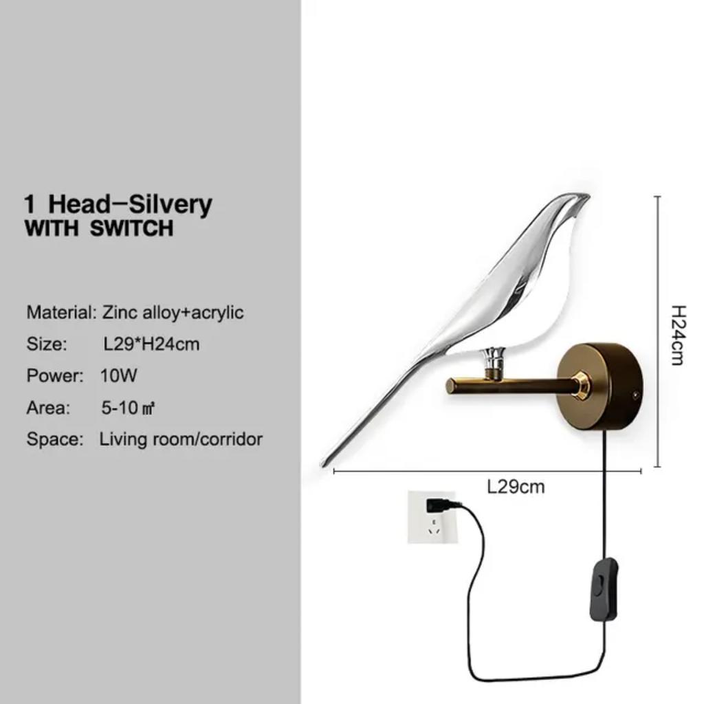 New Magpie Bird LED Wall Lamp Bedside Bedroom Rotation Indoor Wall Light Sconce AC85-265V