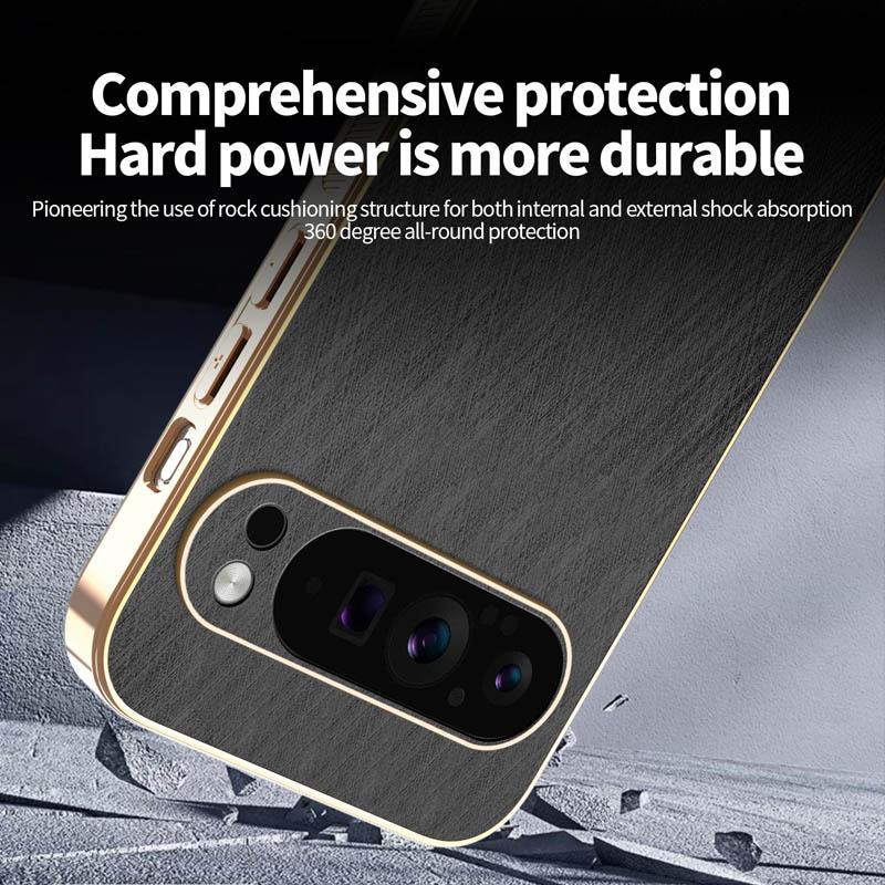 Stripe Thread Texture Leather Back Plating Case For Google Pixel 10 9 9a 8 7 6 Pro Anti Fingerprint Slide Camera Protector Shell