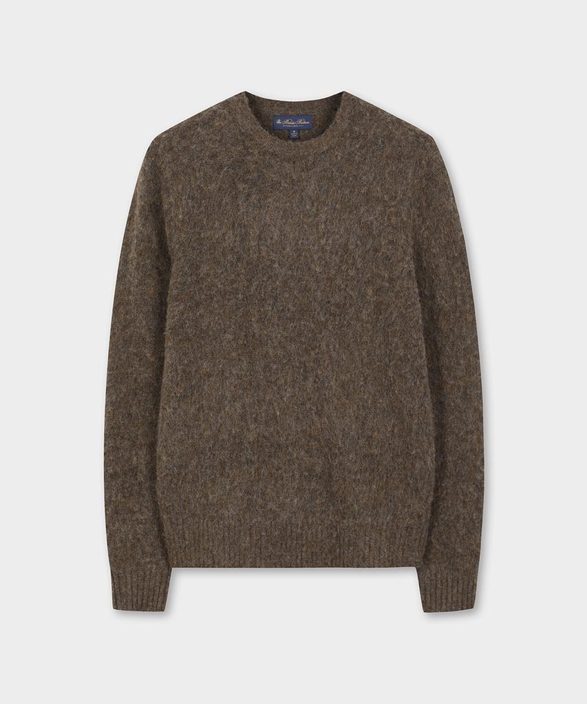 BROOKS BROTHERS Brushed Wool Classic Sweater (Brown) (Bbwrmm42844Ew)