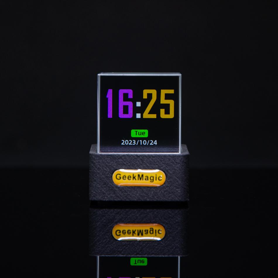 GeekMagic Mini Kristallanzeige Wettervorhersage-Gadget mit WLAN Desktop-UhrstationTransparent Kleiner Fernseher für Spieldekoration