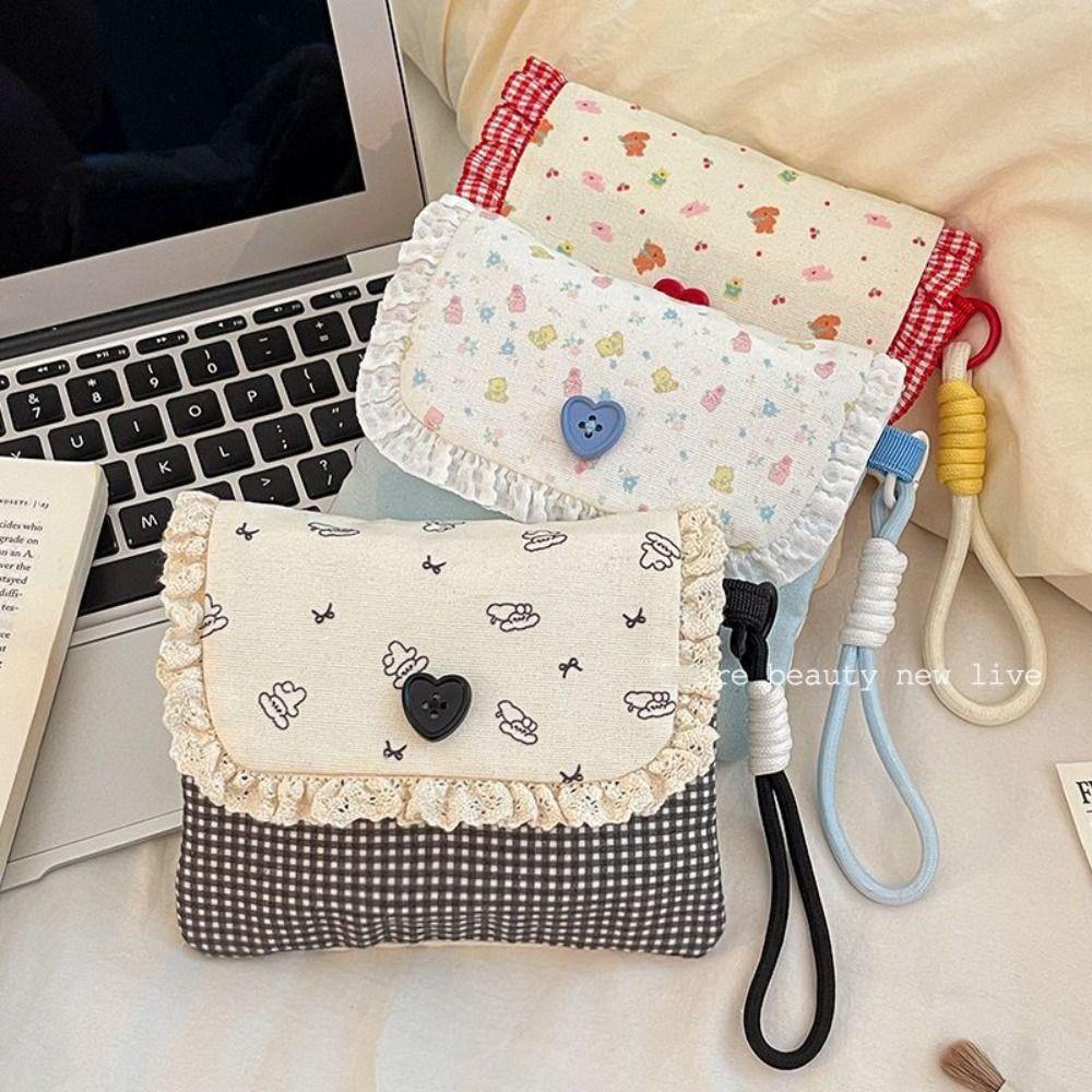 Printed Sanitary Napkin Storage Bag Purse Mini Cosmetic Bag Cute Floral Makeup Bag Student