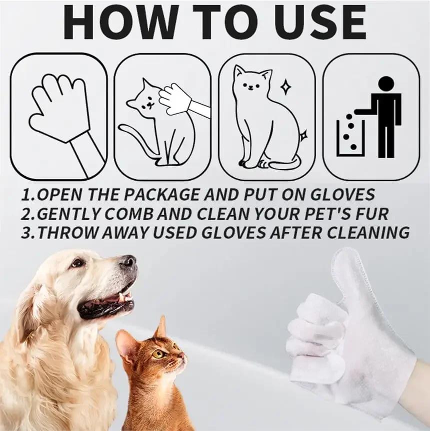 6Pcs Unscented Extra Thick Pet Cleaning Wipes For Dogs Catsdog Washing Bathing Deodorizing Grooming Gloves For Daily Care