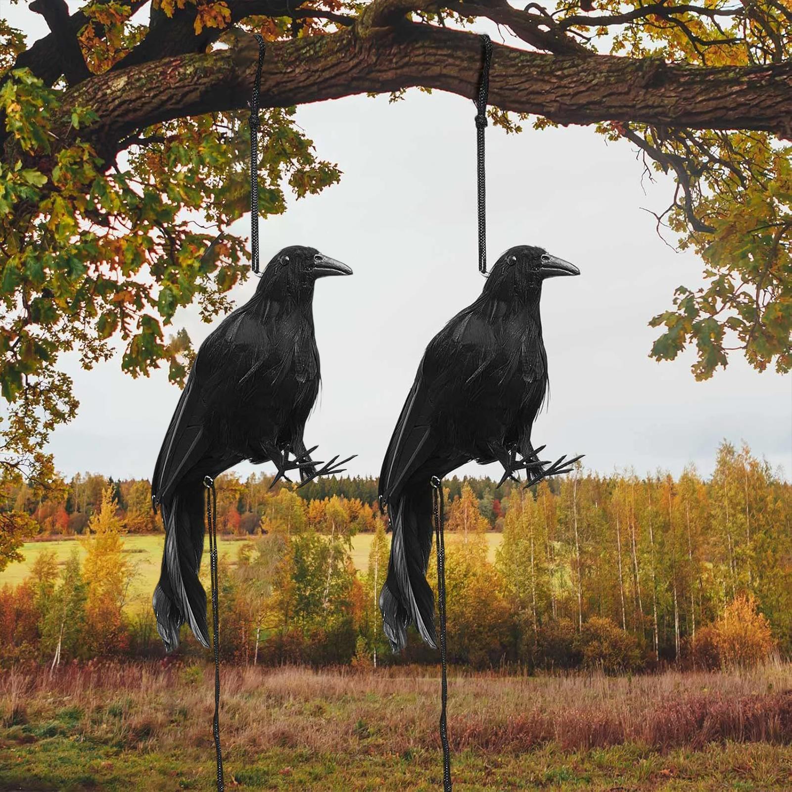 Realistic Crow Props Crow Decoy Figurine For Outdoor Decorative Animal Birds Figurine Halloween Yard Decoration For Yard Garden China Mainland