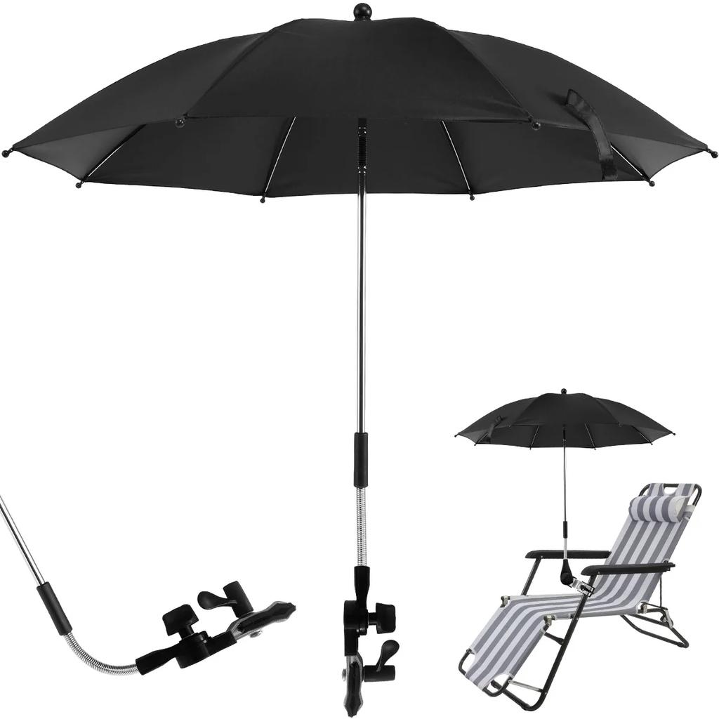 Universal Sun Umbrella for Baby Stroller UV Protection Pram Umbrella 360° Adjustable Rainproof and Windproof Sunshade Parasol