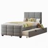 Upholstered Bed 90 X 190 Cm with Pull-Out Bed, Flat Single Bed In Skin-Friendly Velvet Fabric, Children's Bed Youth Bed Guest Bed (Grey)