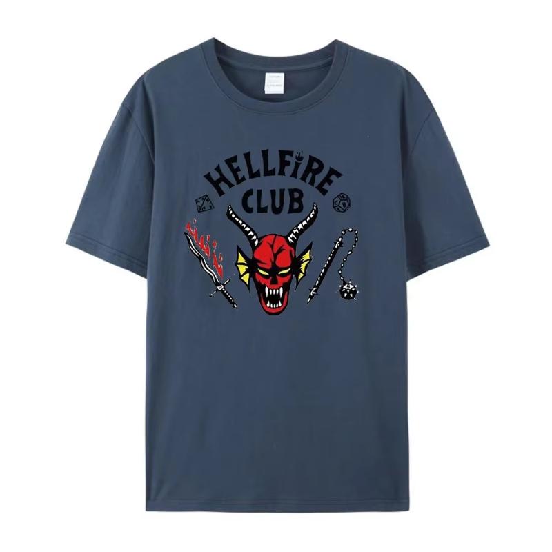 Hot Selling Fashion New Men's Printed Hellfire Pattern Wild Devil Style Sports Casual Men's and Women's T-shirt Large Size