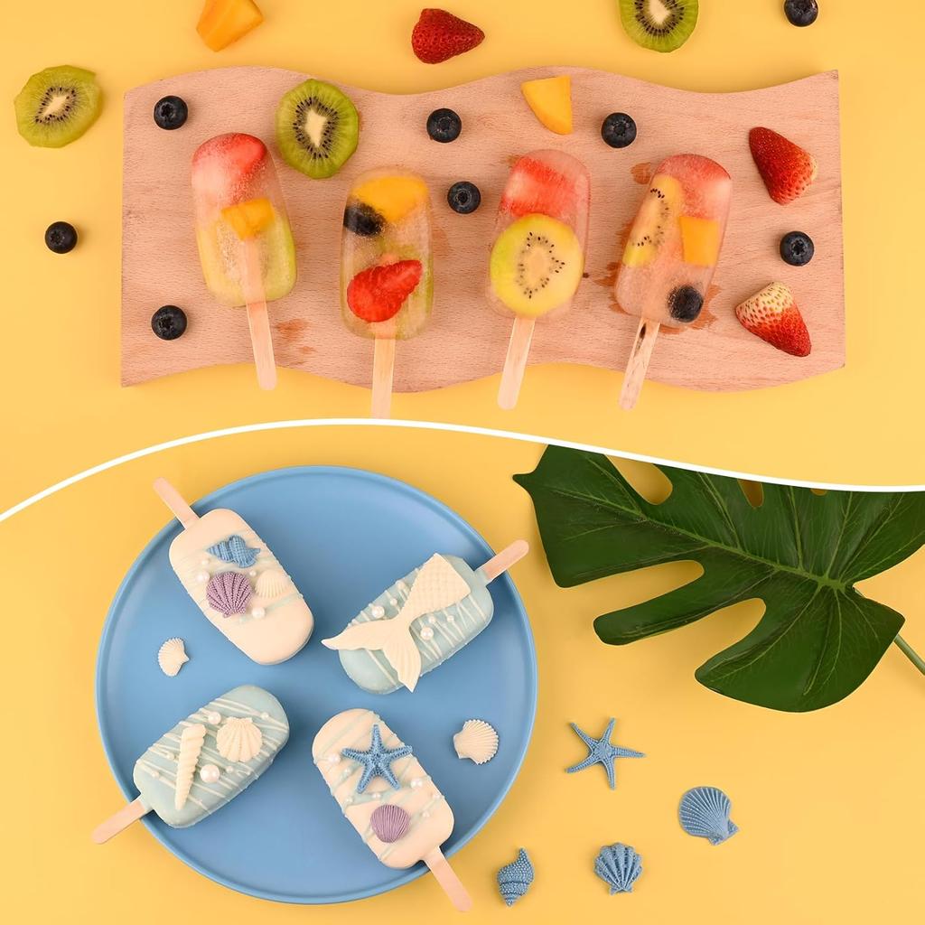 DIY Silikon Eis am Stiel Formen  Große Ovale Hausgemachte Eis am Stiel Form Geeignet für Saft Eis am Stiel Süßigkeiten und Backzubehör