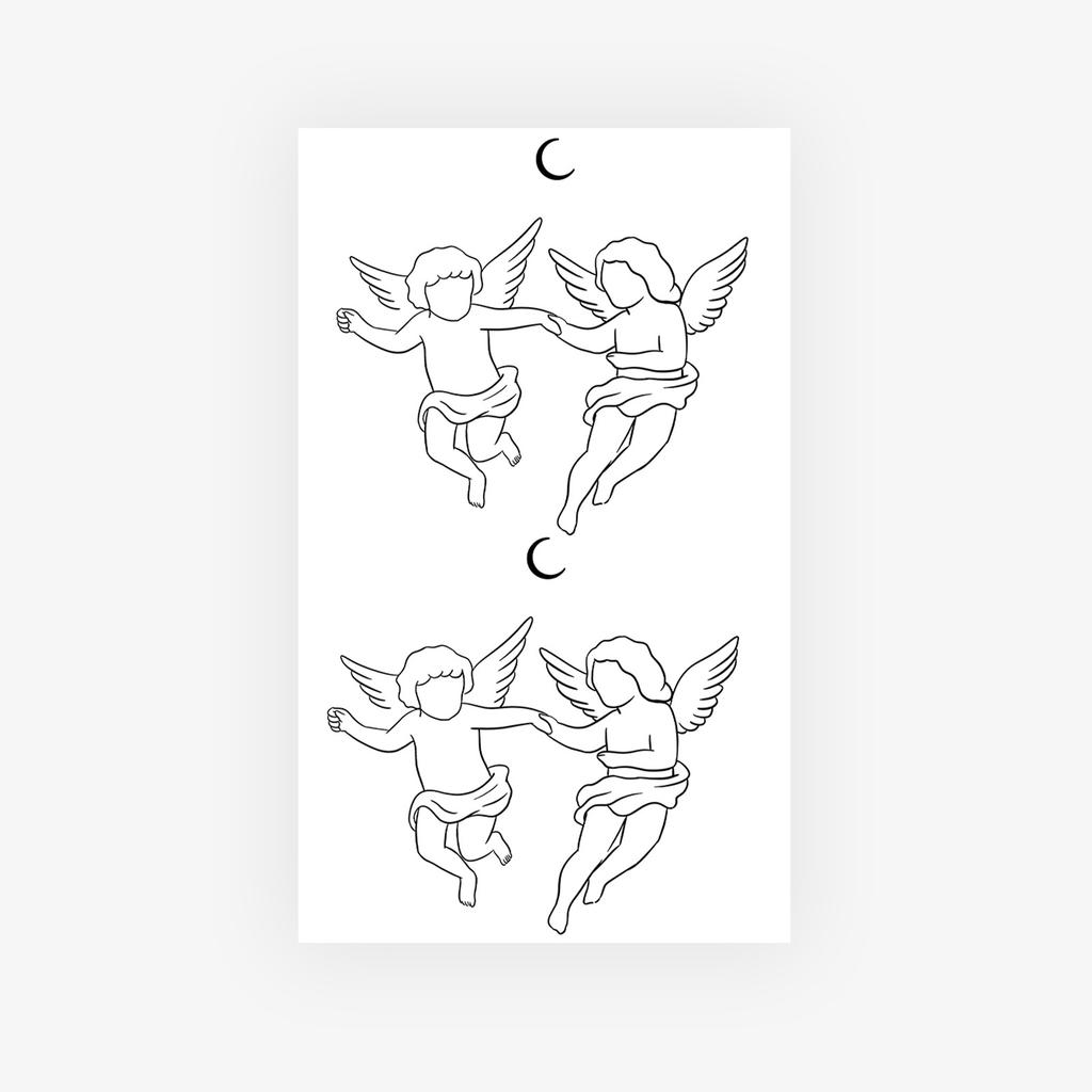 Tattoo Sticker Couple Angel Waterproof And Long-Lasting Non-Reflective High-End Cute Tattoo Sticker