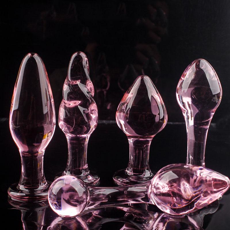 Candiway Exquisite Pink Crystal Glass Anal Plug Adult Masturbation Products Prostate Massager Erotic Toys For Couple (5