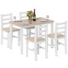 5-Piece Dining Set for 4 People, Country-Style Dining Table and Chairs Made of Solid Wood, Natural/White