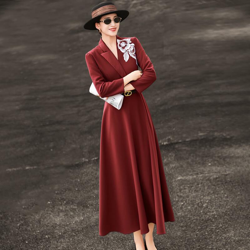 Elegant Embroidered A-Line Blazer Dress