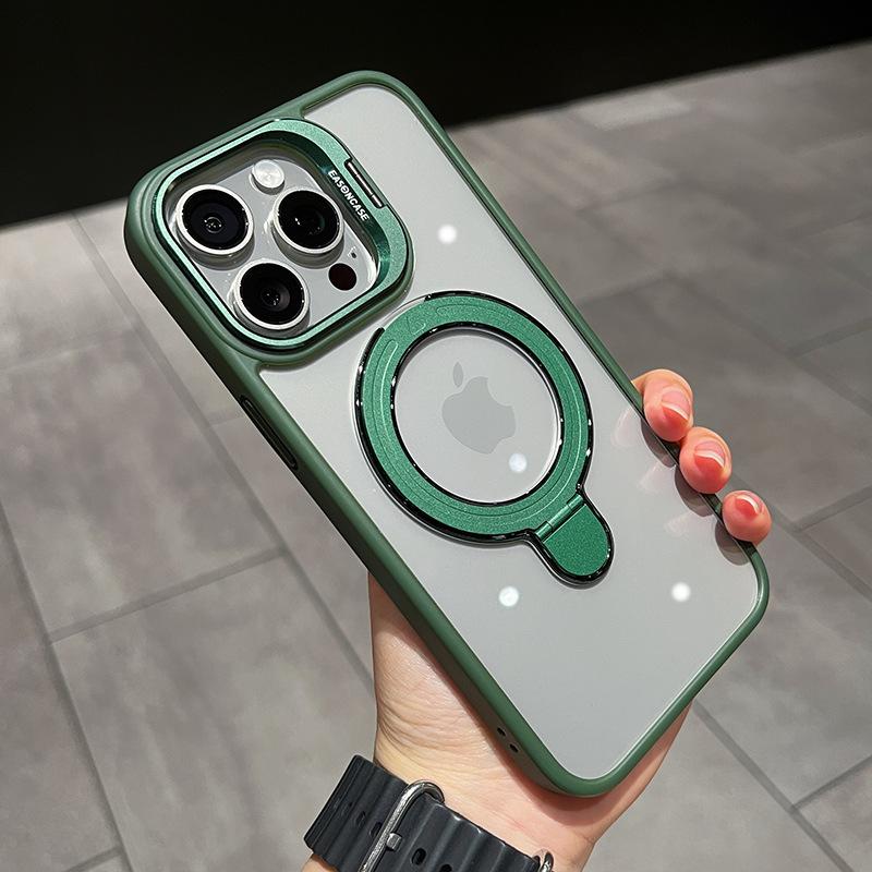 Applicable To IPhone17 Transparent Magnetic Lens Dual Bracket Mobile Phone Case Apple 16 Lens Film Protective Case 15