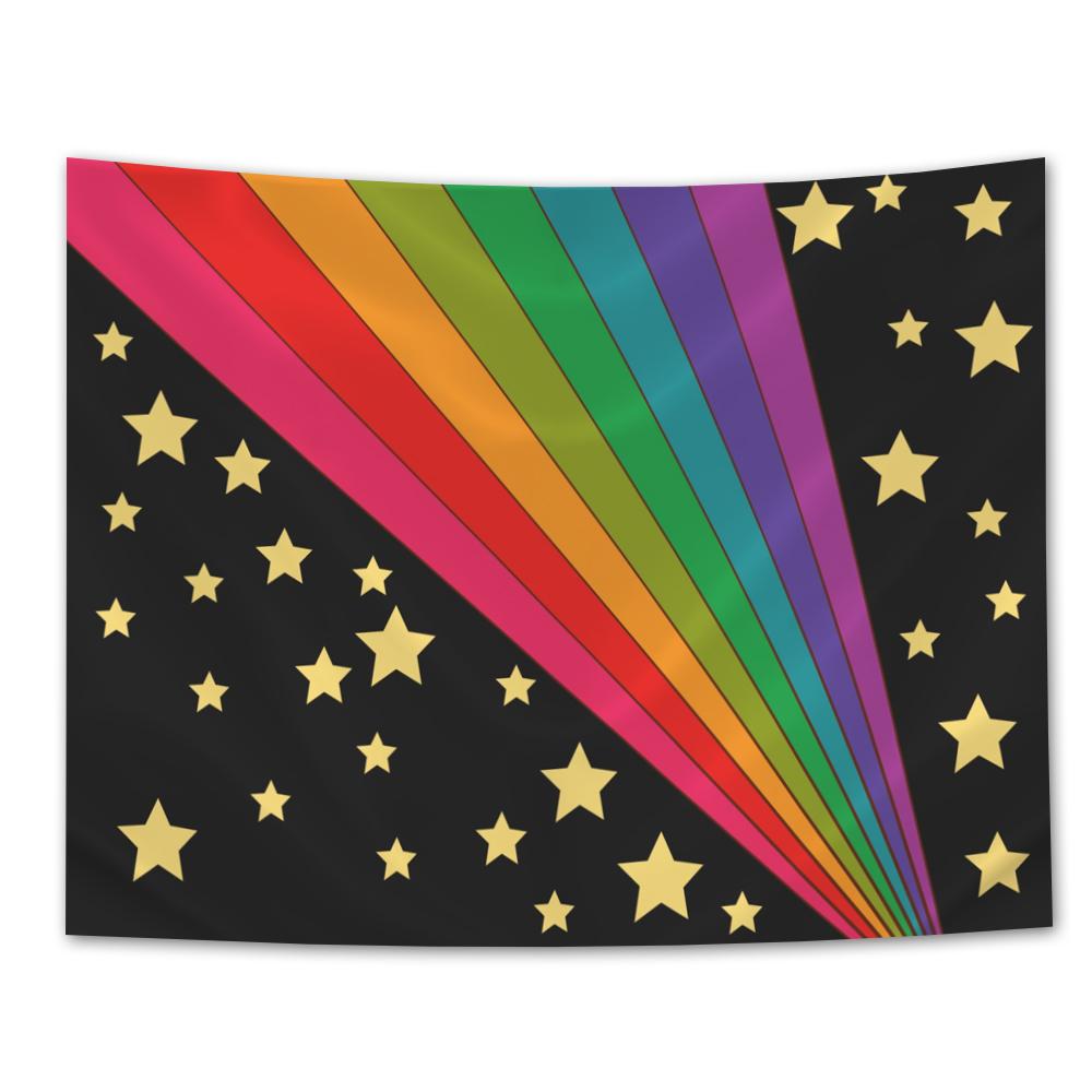 Boho Sun Moon Phase Rainbow Wall Tapestry Bedroom Decor Bedspread Throw Cover Bohemian Style Bedding Decor 74x94cm(29x37in)