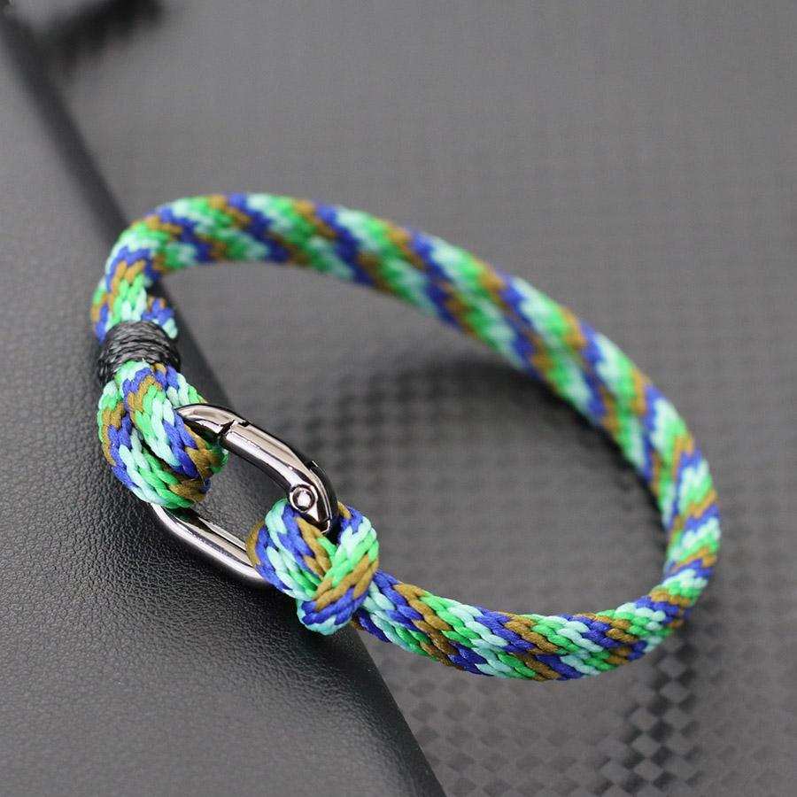 Ethnic Handmade Rope Bracelet Men Detachable Mountaineering Buckle 4mm Double Layer Beach Surfing Nautical Wrap Rope Braslet