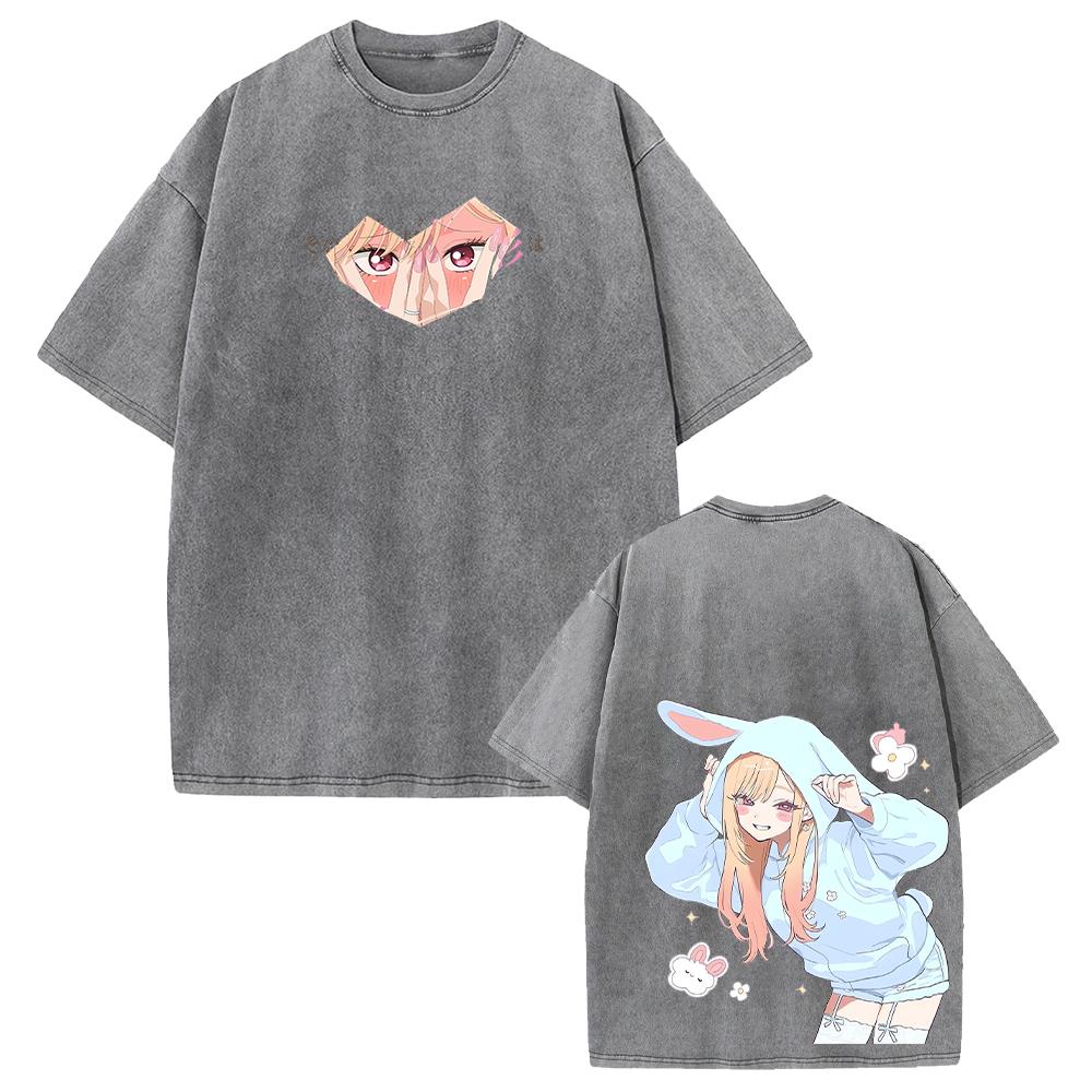 My Dress-Up Darling Anime T-shirt Marin Cute Cartoon Washed Y2k T Shirt Men Women Clothing Summer Short Sleeve Cotton Tee Tops