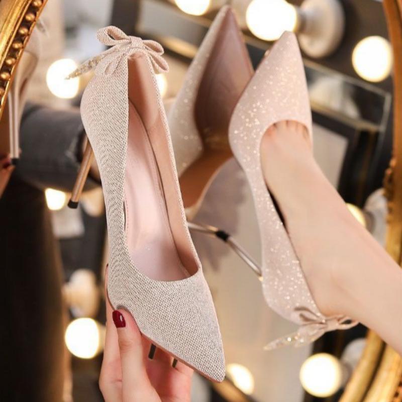 French Design Sense Niche Ladies 6cm High Heels Ins Style Trend Pointed Shallow Mouth Fine Heel Wedding Shoes Shopping Dating Prom with Shoes