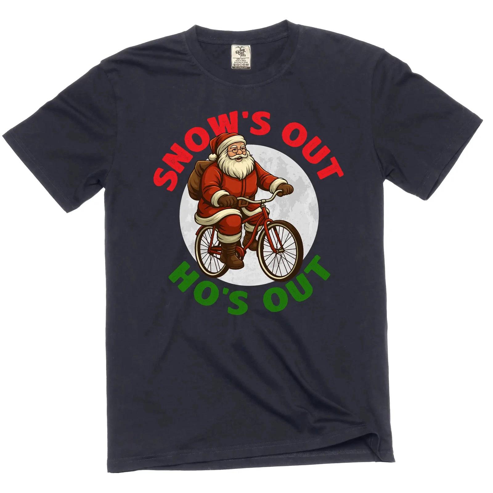 Men s Christmas Funny Snow s out Ho s out T-shirt Xmas party Santa Tee Shirt 4XL