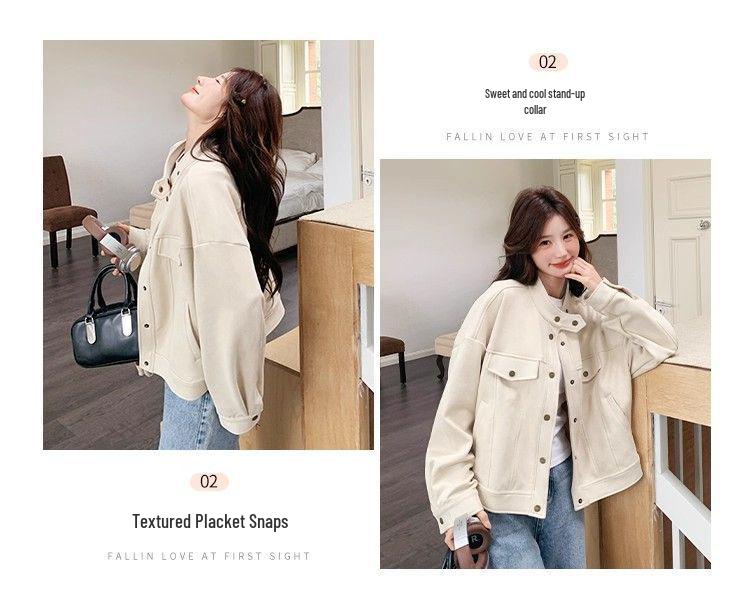 Suede Velvet Couple's Jacket - Spring/Autumn , Chinese Style, Unisex, Loose Fit, Trendy Outerwear.